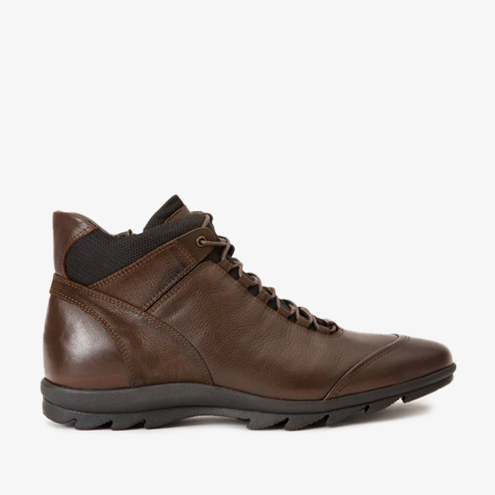 The Houston Leather Brown Lace-Up Casual Boot with a Zipper