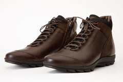 The Houston Leather Brown Lace-Up Casual Boot with a Zipper