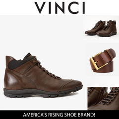 The Houston Leather Brown Lace-Up Casual Boot with a Zipper