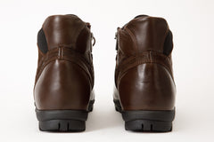 The Houston Leather Brown Lace-Up Casual Boot with a Zipper