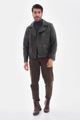 The Volt Textured Charcoal Leather Jacket