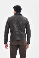 The Volt Textured Charcoal Leather Jacket