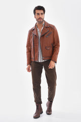 The Volt Textured Tan Leather Jacket