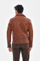 The Volt Textured Tan Leather Jacket