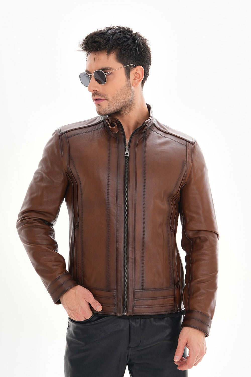 The Arezzo Brown Leather Jacket
