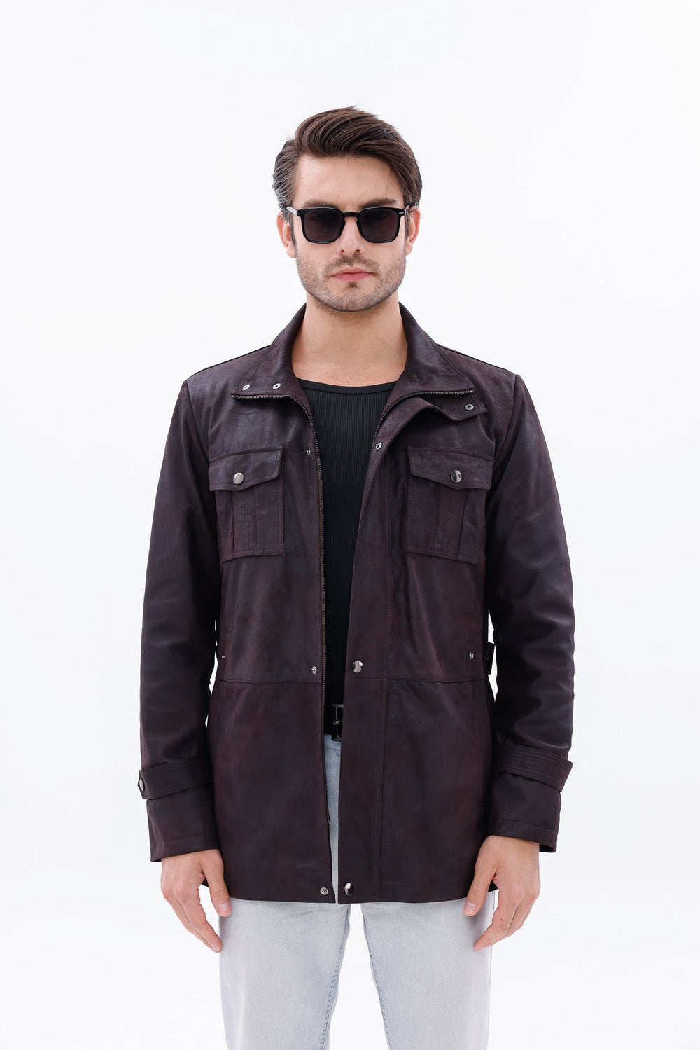The Cremona Deep Brown Suede Leather Jacket