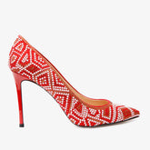 The Nampula Red Glitter Leather Pump Shoe