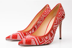 The Nampula Red Glitter Leather Pump Shoe