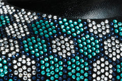 The Doha Turqoise Glitter Leather Block Pump Shoe