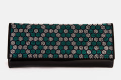 The Doha Black Leather Glitter Clutch