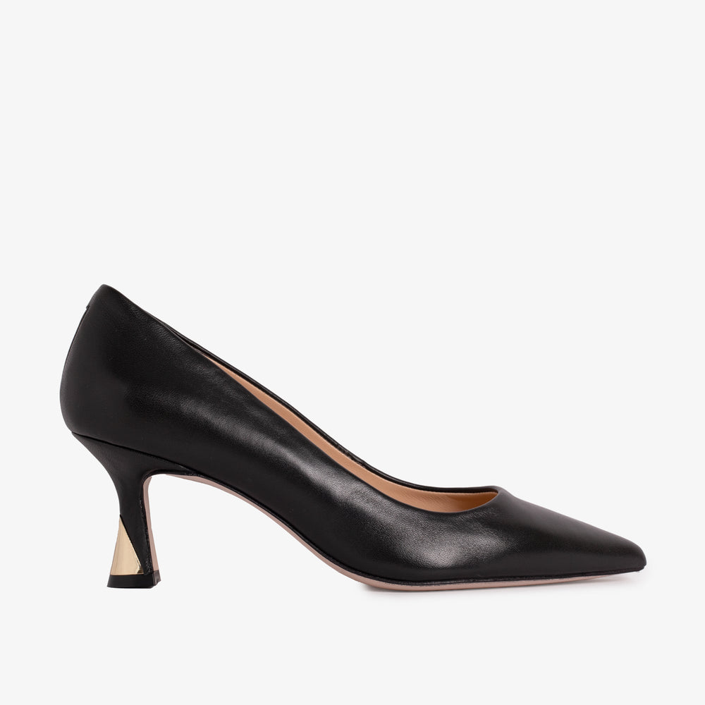 The Brunello Black Leather Pump Shoe