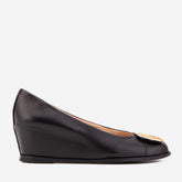 The Selene Black Leather Wedge Heel Shoe