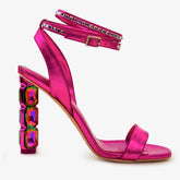 The Torola Fuchsia Stony Heel Leather Sandal Final Sale!