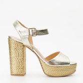 The Tampico Platform Heel Gold Leather Sandal