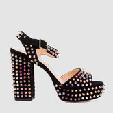 The Tampico Black Suede Leather Spike Platform Heel Sandal
