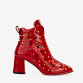 The Infanta Red Leather Block Heel Boot