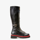 The Istinye Black Leather Knee High Lace-Up Boot Limited Edition