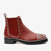 The Vuvulane Burgundy Spike Leather Ankle Boot