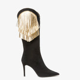 The Vienna Black Suede Leather Knee High Boot