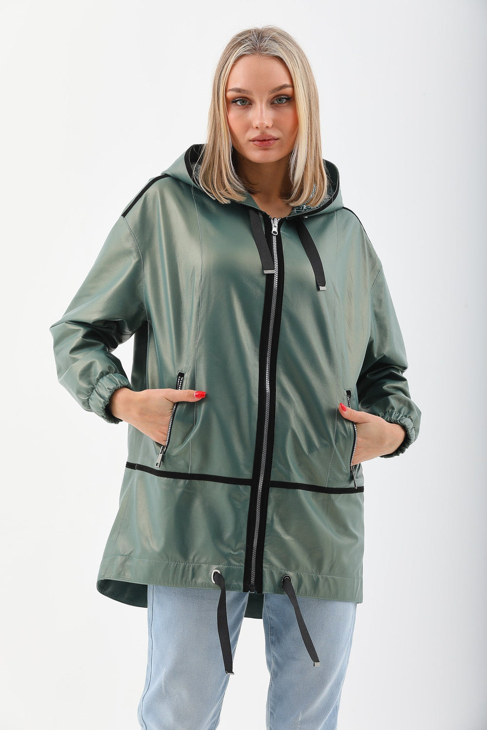 The Sage Olive Green Leather Jacket