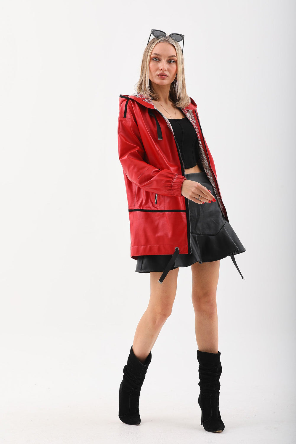 The Vega Red Reversible Leather Jacket
