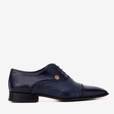 The Rockwell Handmade Navy Blue Leather Cap Toe Oxford Shoe
