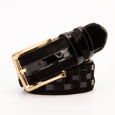 The Eugene Black Gold Woven Leather Belt