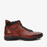 The Houston Leather Burgundy Lace-Up Casual Boot with a Zipper