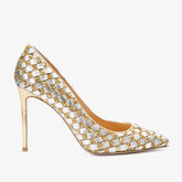 The Saks Tory Gold Silver Handwoven Leather Pump Shoe