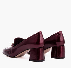 The Victoria Burgundy Leather Block Heel Pump Shoe