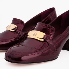 The Victoria Burgundy Leather Block Heel Pump Shoe
