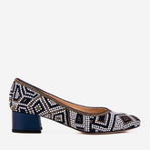 The Nampula Navy Crystal-Embellished Leather Pump