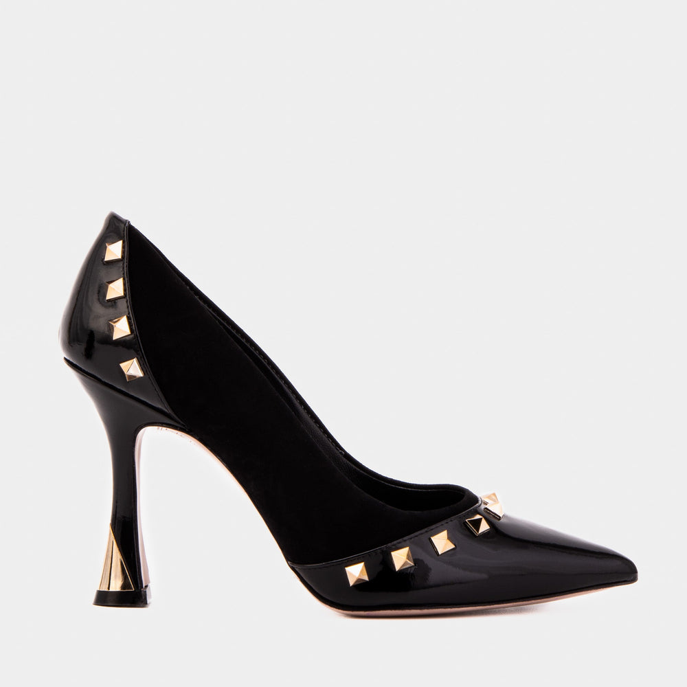 The Bella Vita Studded Black Leather Pump Shoe
