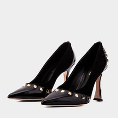 The Bella Vita Studded Black Leather Pump Shoe