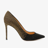 The Bago Black Gold Glitter Leather Pump Shoe