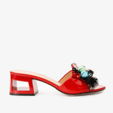 The Vigo Red Leather Block Heel Sandal