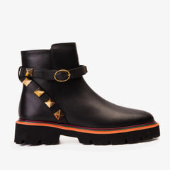 The Prag Black Leather Ankle Boot