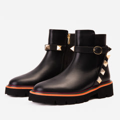 The Prag Black Leather Ankle Boot