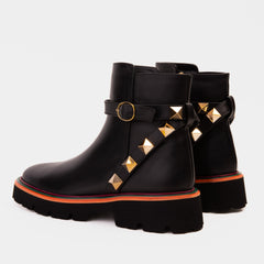 The Prag Black Leather Ankle Boot