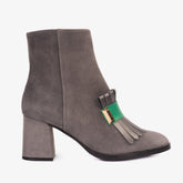 The Luksor Grey Suede Leather Block Heel Boot