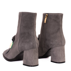 The Luksor Grey Suede Leather Block Heel Boot