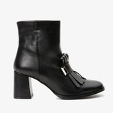 The Luksor Black Leather Block Heel Boot