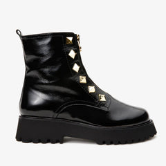 The Ottawa Black Patent Leather Ankle Boot
