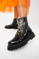The Ottawa Black Patent Leather Ankle Boot