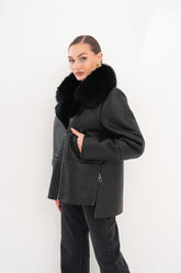 The Duchess Shearling Black Leather Jacket