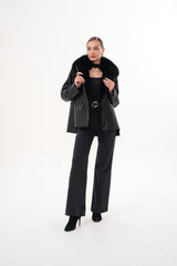 The Duchess Shearling Black Leather Jacket