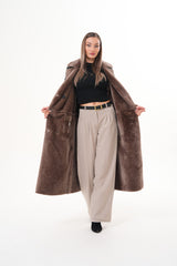The Florence Long Shearling Black Leather Jacket
