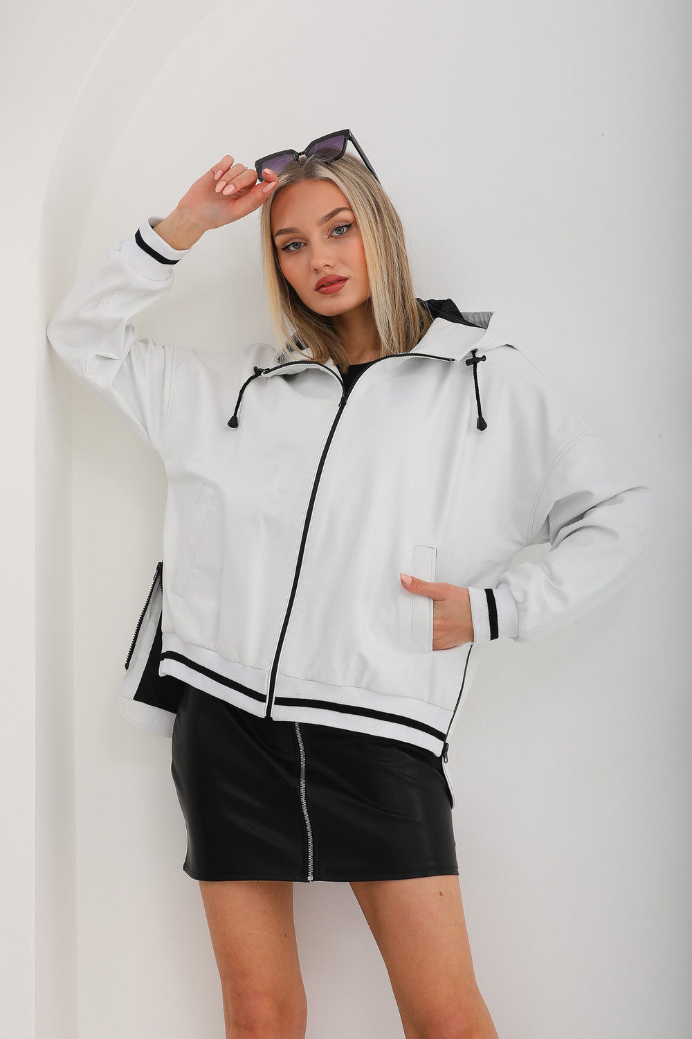 The Polar White Leather Leather Jacket
