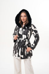 The Prisma Black White Leather Jacket