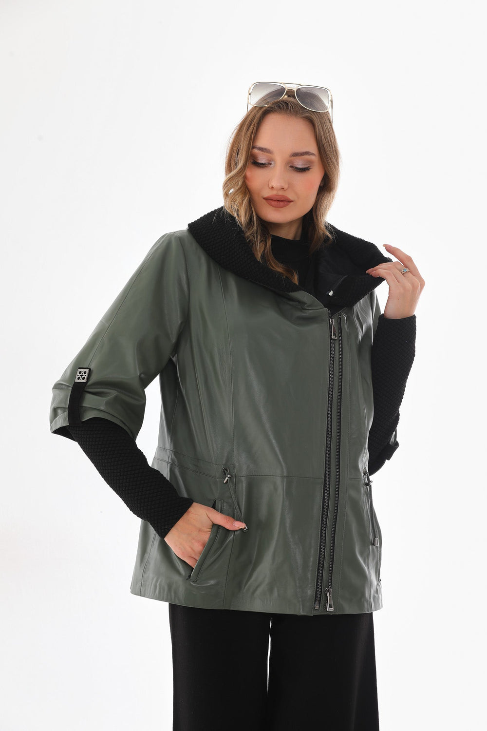 The Hudson Olive Green Leather Jacket